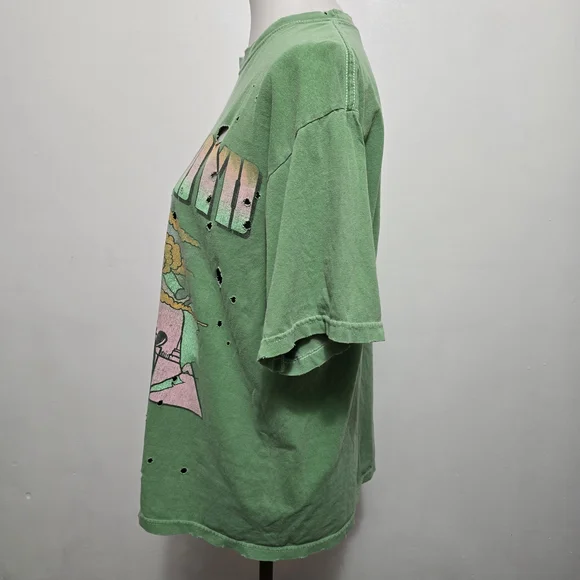 Buckle Retro Pink Floyd Washed Green Distressed Animals Band S/M T-Shirt - Picture 3 of 6